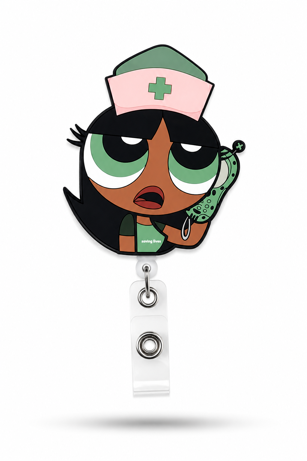 Saving Lives Powerpuff Nurse Badge Reel